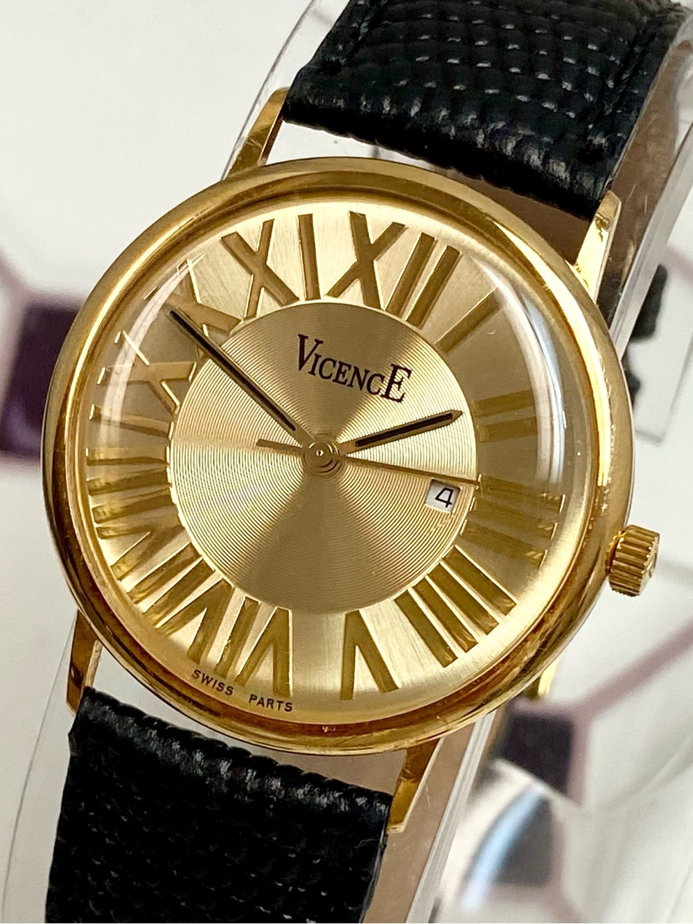 Vicence Milor Italy 18K Gold Case Men's Unisex Dress Watch Swiss Parts Quartz